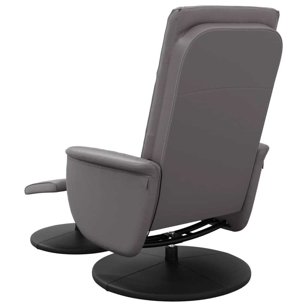 Folding massage chair with stool, gray, ecological leather