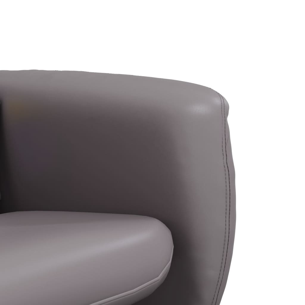 Folding massage chair with stool, gray, ecological leather