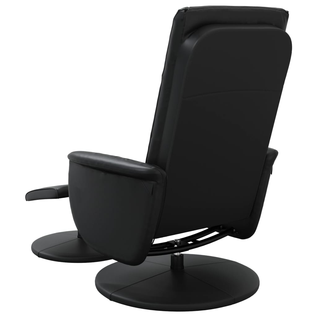 Folding massage chair with stool, black, ecological leather
