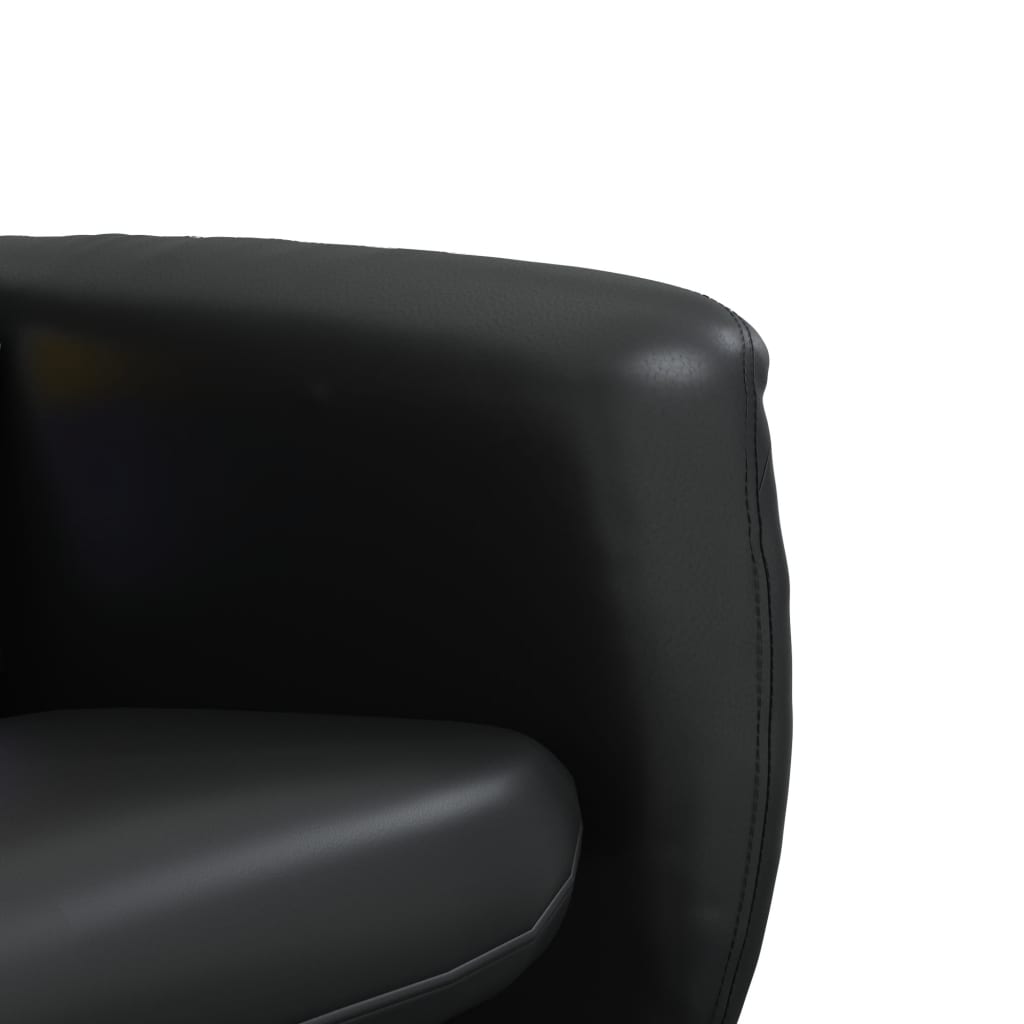 Folding massage chair with stool, black, ecological leather