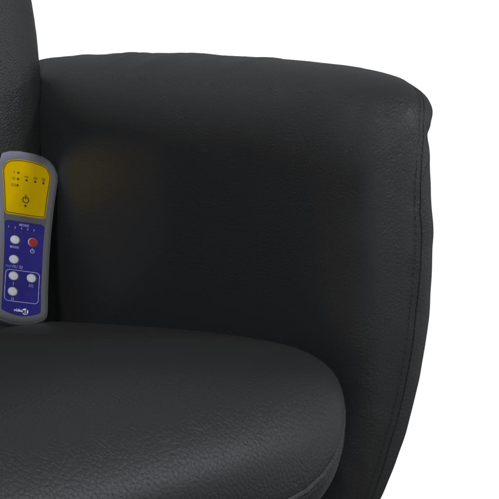 Folding massage chair with stool, black, ecological leather