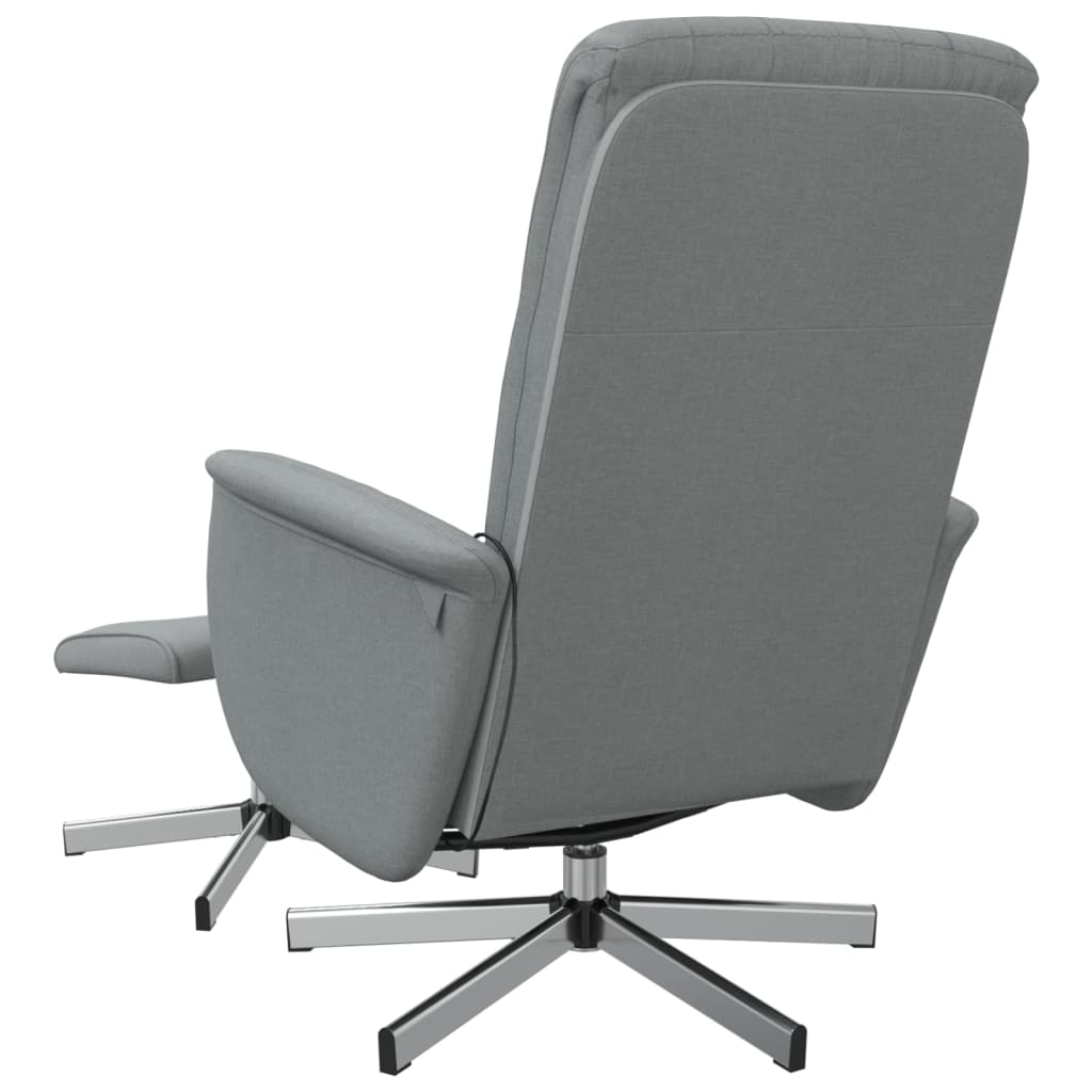 Folding massage armchair with stool, light gray, textile