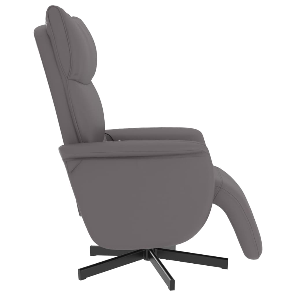 Folding massage chair with stool, gray, ecological leather