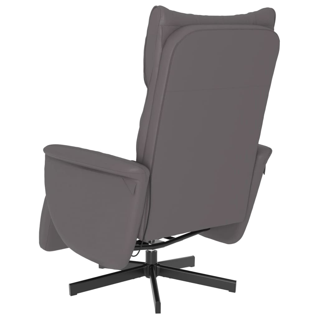 Folding massage chair with stool, gray, ecological leather