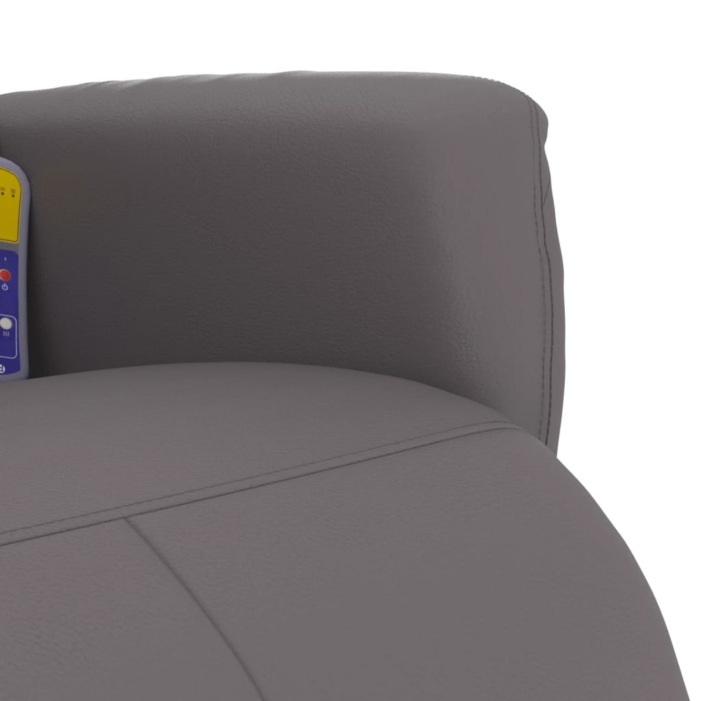Folding massage chair with stool, gray, ecological leather