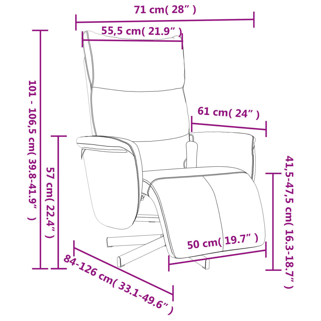 Folding massage chair with stool, gray, ecological leather