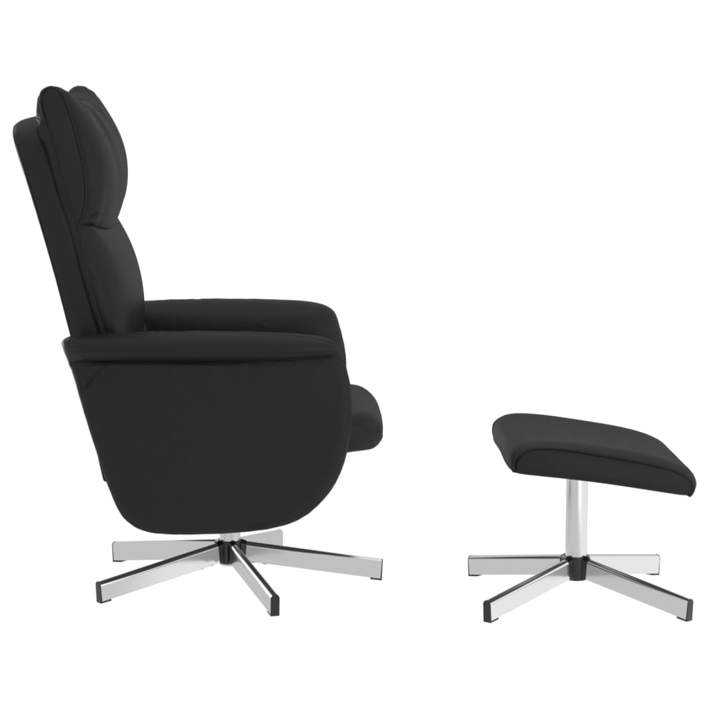 Folding massage chair with stool, black, ecological leather