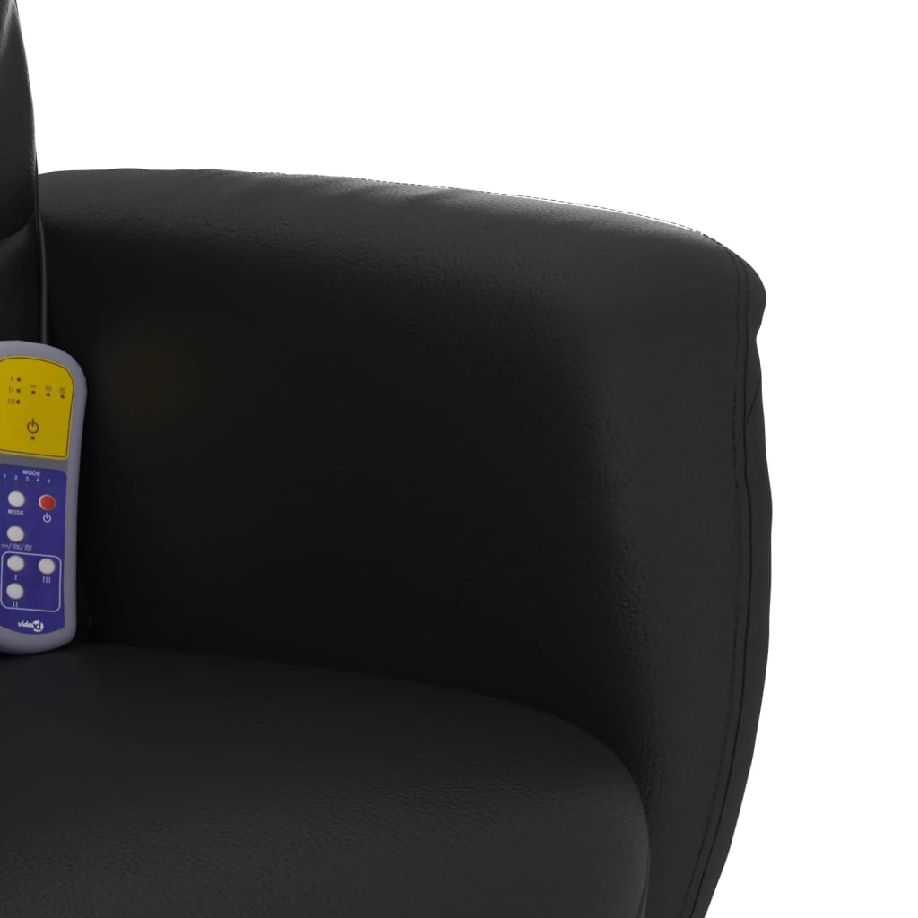 Folding massage chair with stool, black, ecological leather