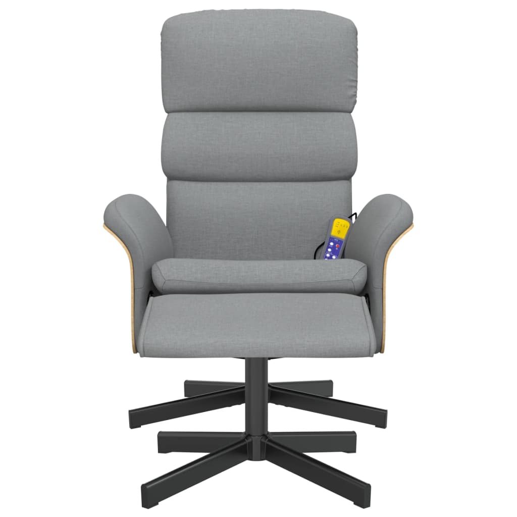 Fotoliu de masaj rabatabil cu taburet, gri deschis, textil