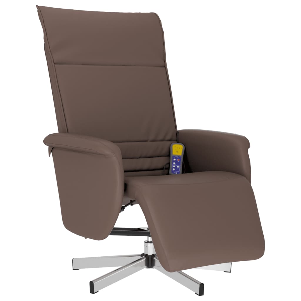 Folding massage armchair with footrest, brown, eco leather