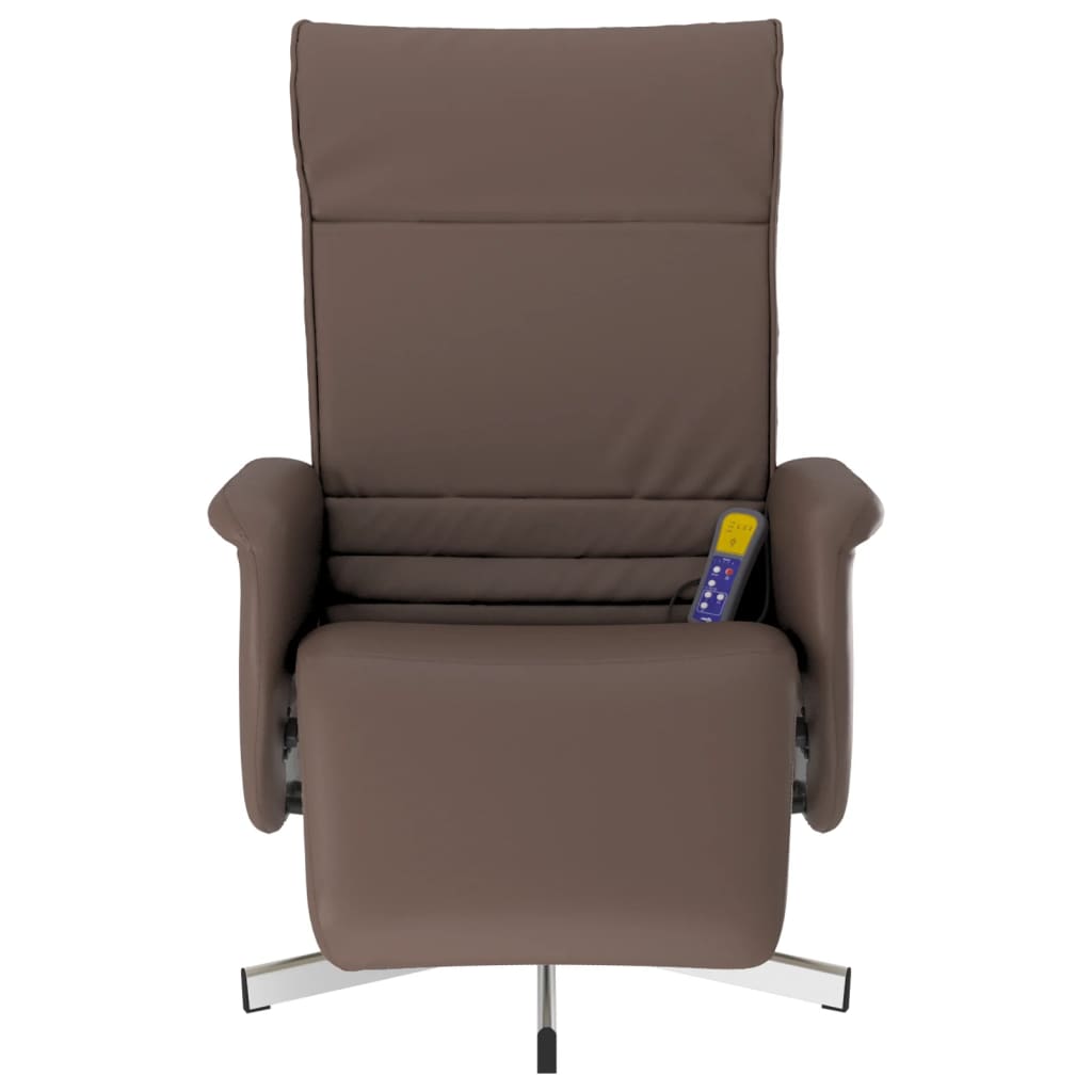 Folding massage armchair with footrest, brown, eco leather