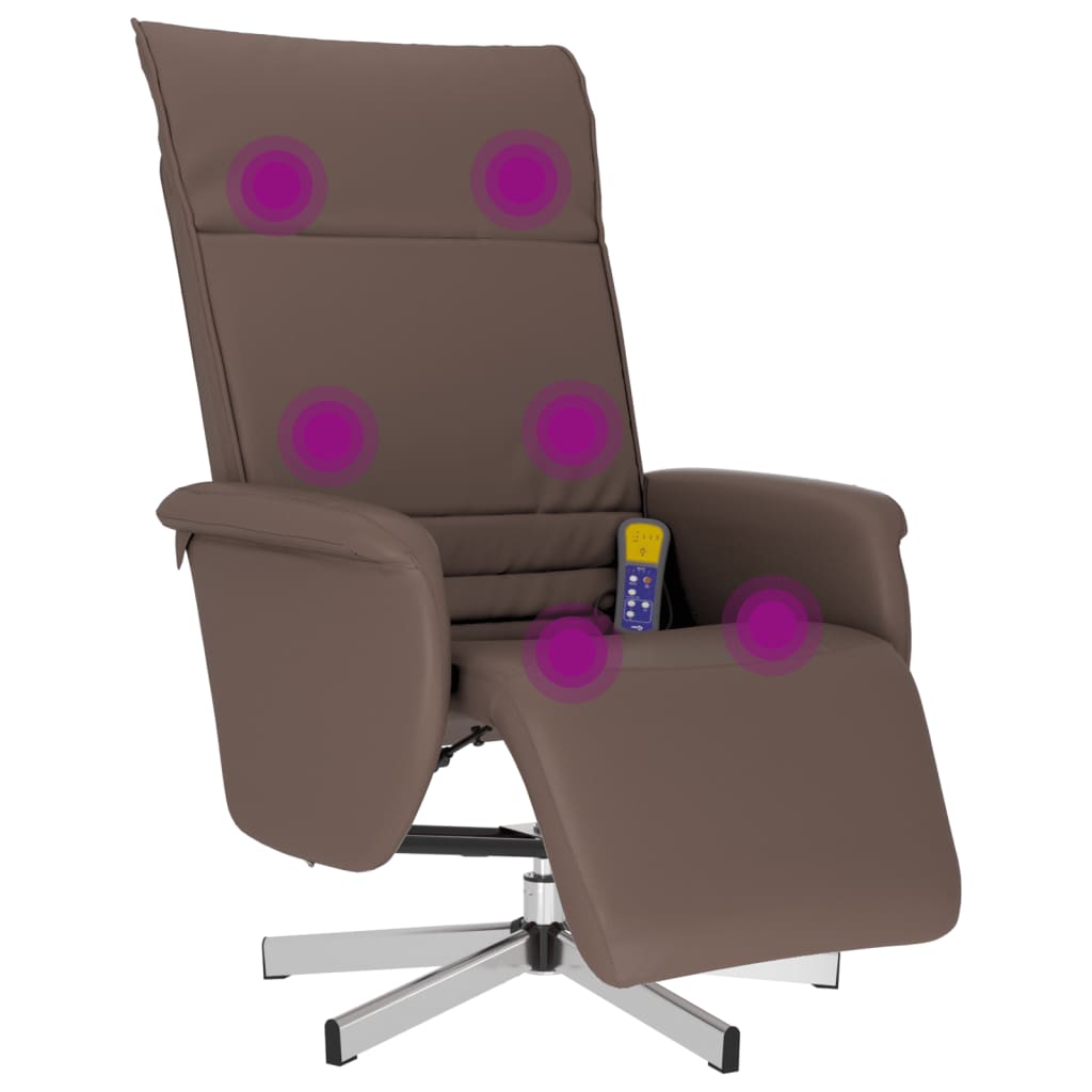 Folding massage armchair with footrest, brown, eco leather