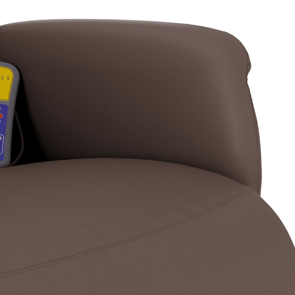 Folding massage armchair with footrest, brown, eco leather