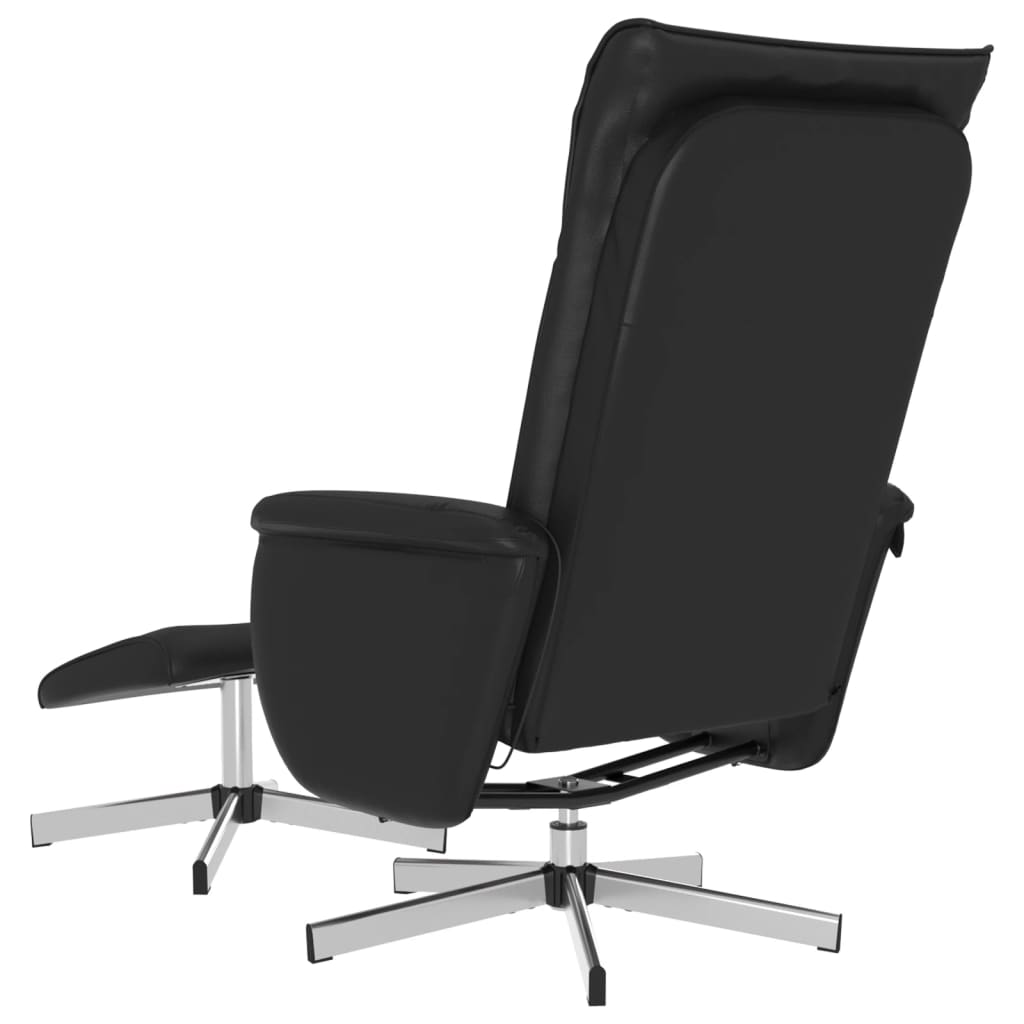 Folding massage chair with stool, black, ecological leather