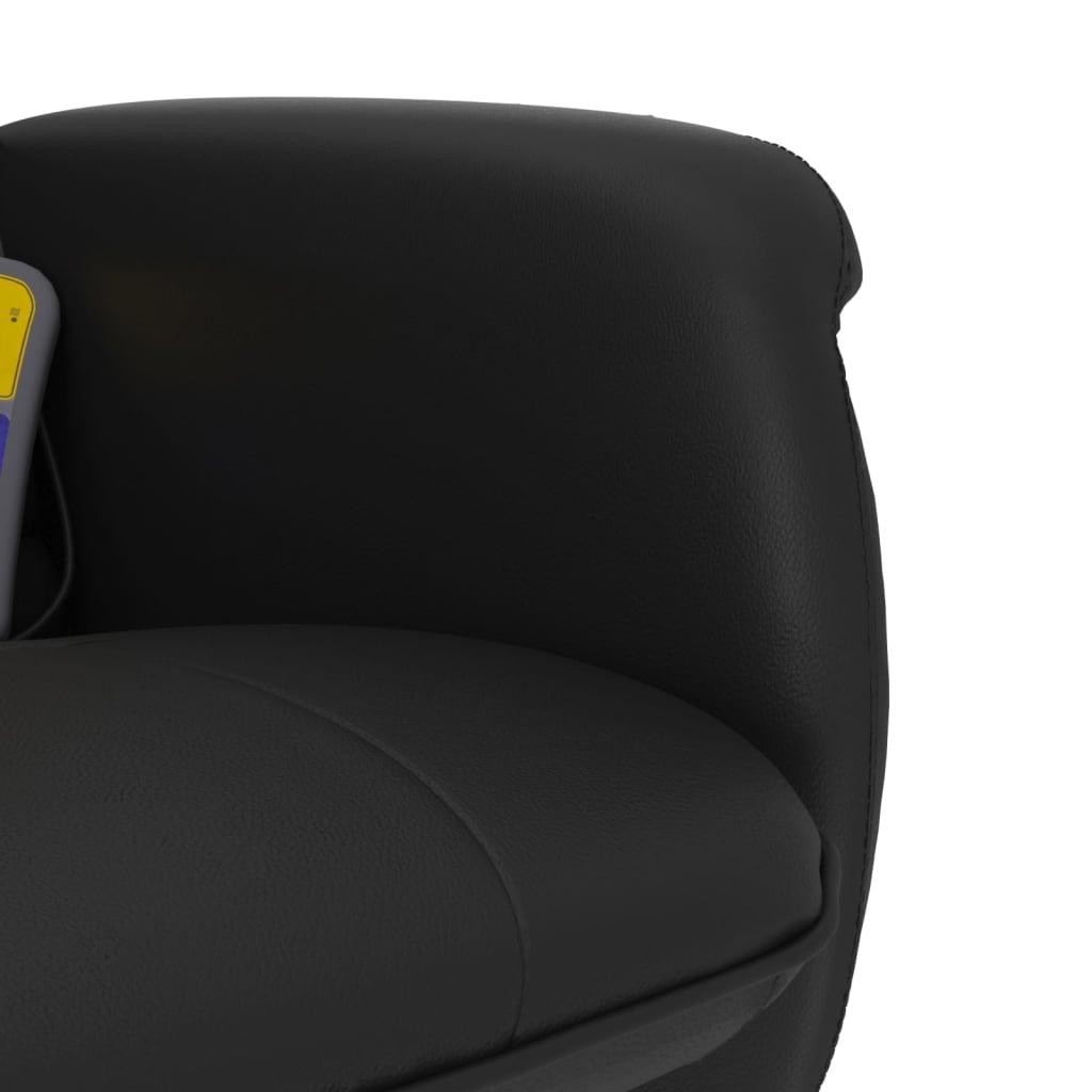 Folding massage chair with stool, black, ecological leather