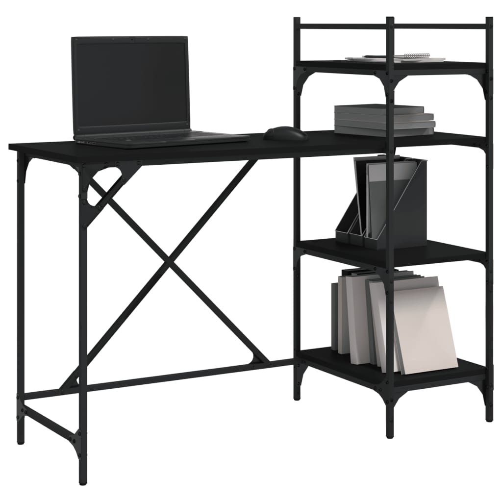 Computer desk with black shelves 120x47x109 cm