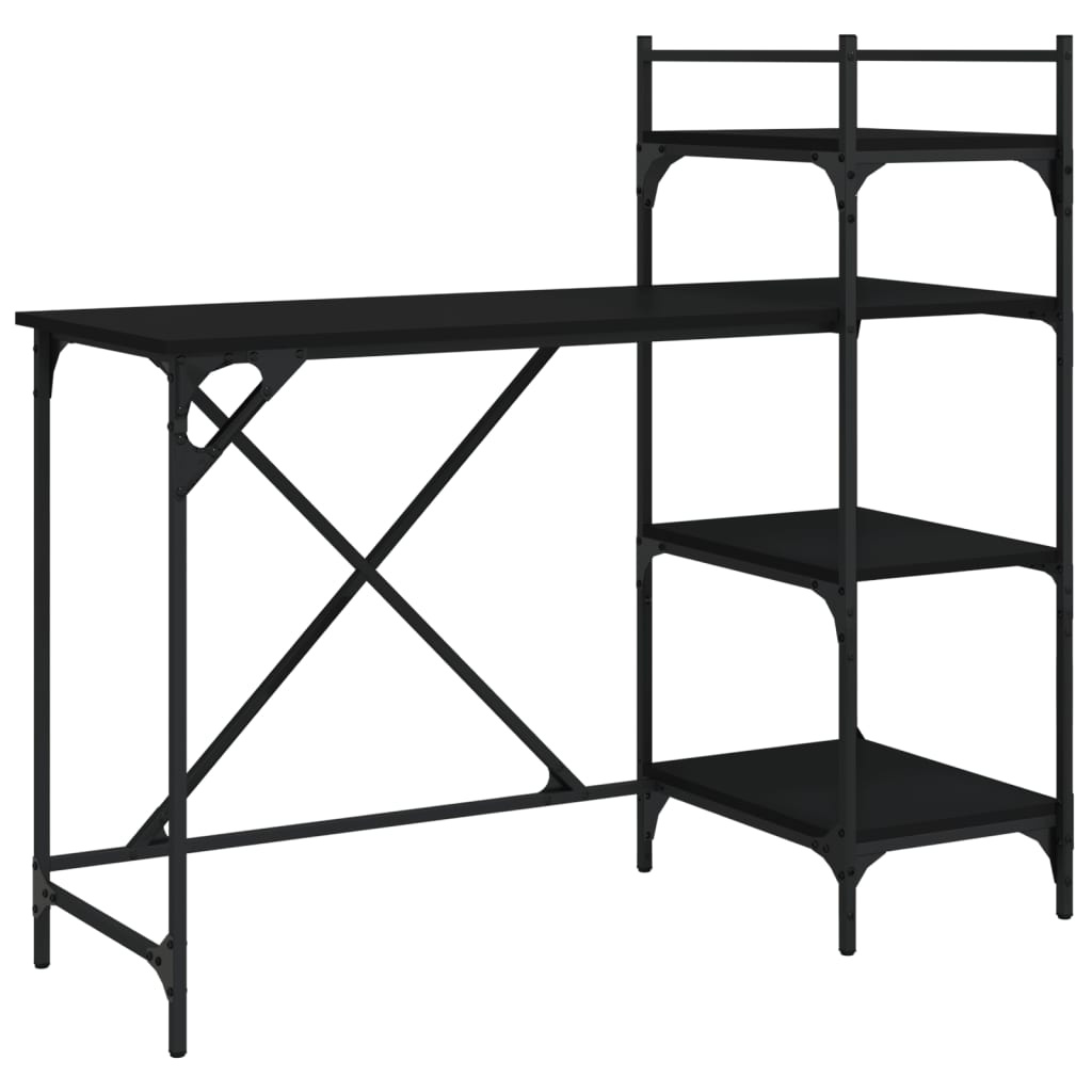 Computer desk with black shelves 120x47x109 cm