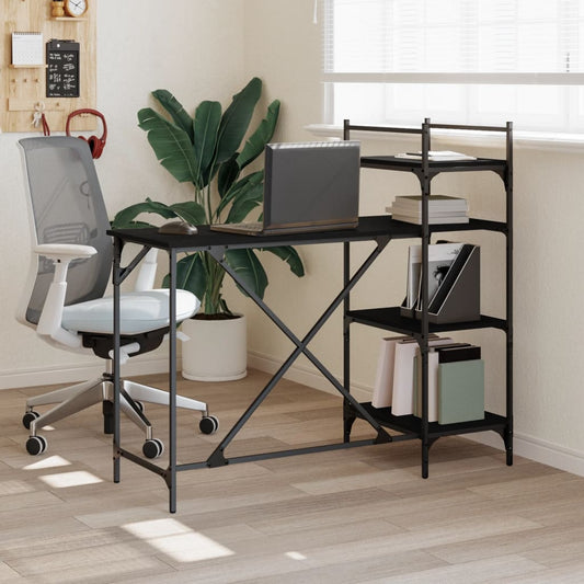 Computer desk with black shelves 120x47x109 cm