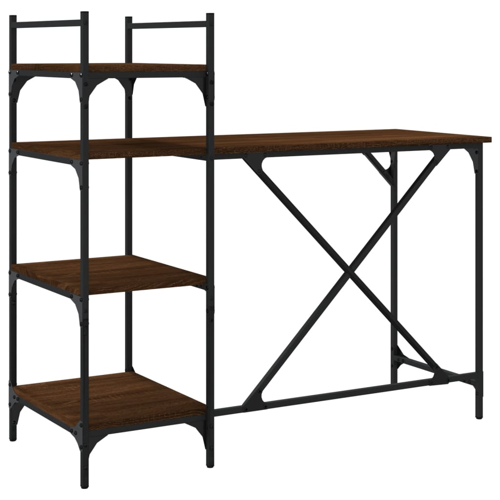 Computer desk with brown oak shelves 120x47x109 cm
