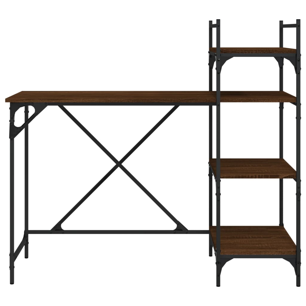 Computer desk with brown oak shelves 120x47x109 cm