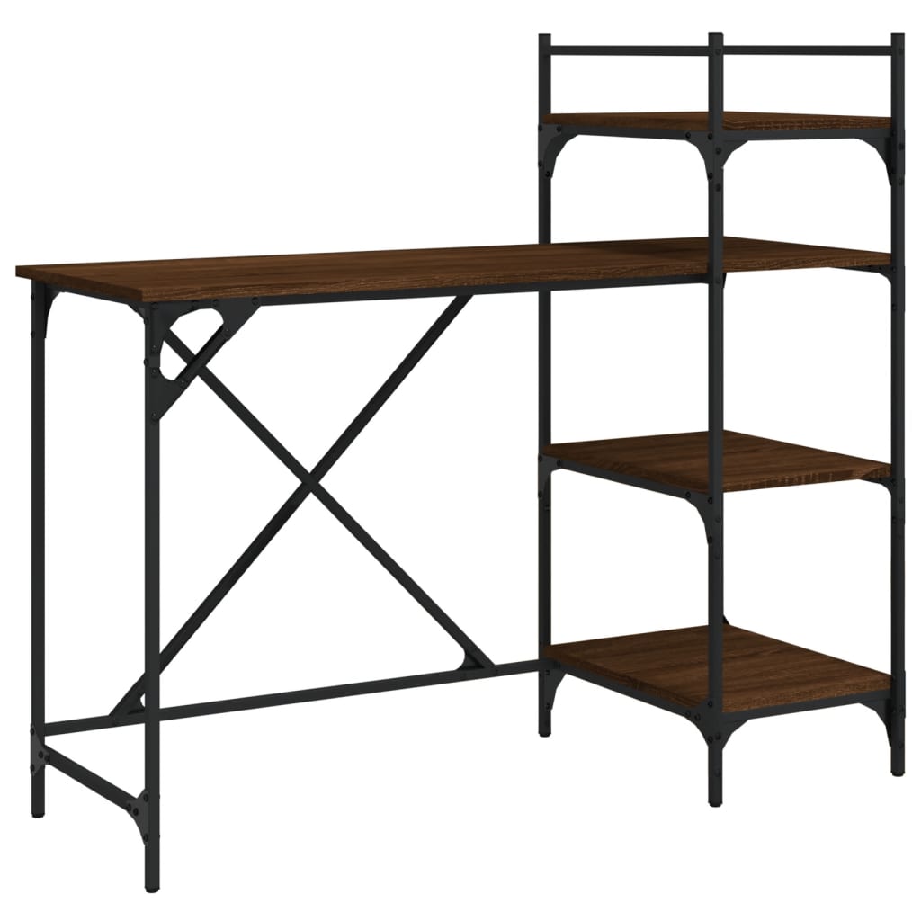Computer desk with brown oak shelves 120x47x109 cm