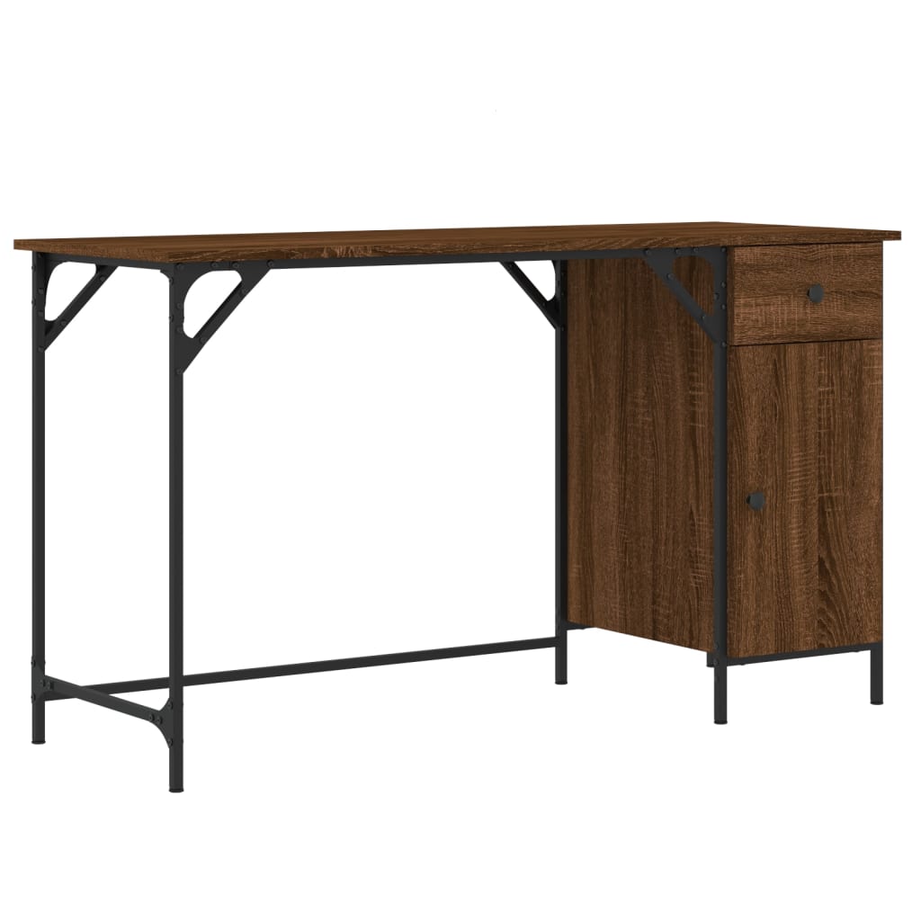 Computer desk, brown oak, 131x48x75 cm, processed wood