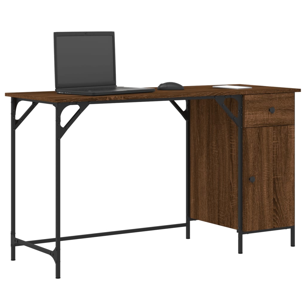 Computer desk, brown oak, 131x48x75 cm, processed wood