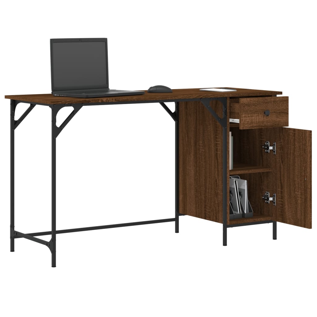 Computer desk, brown oak, 131x48x75 cm, processed wood