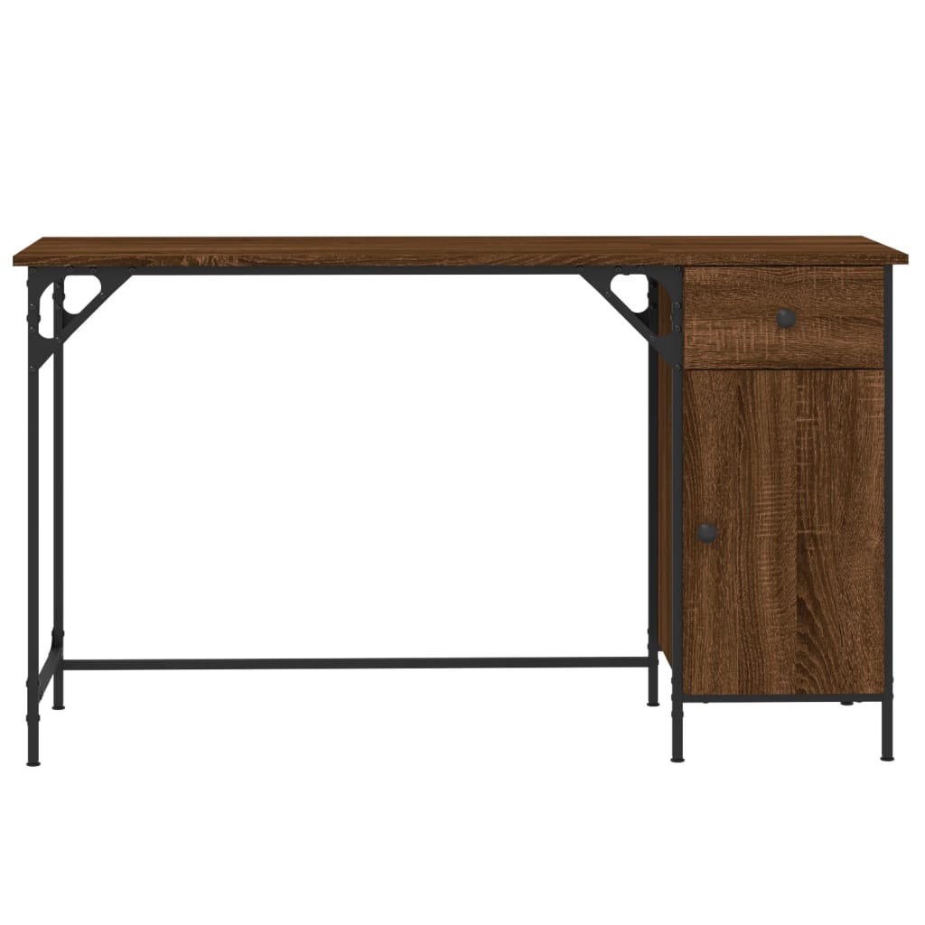 Computer desk, brown oak, 131x48x75 cm, processed wood