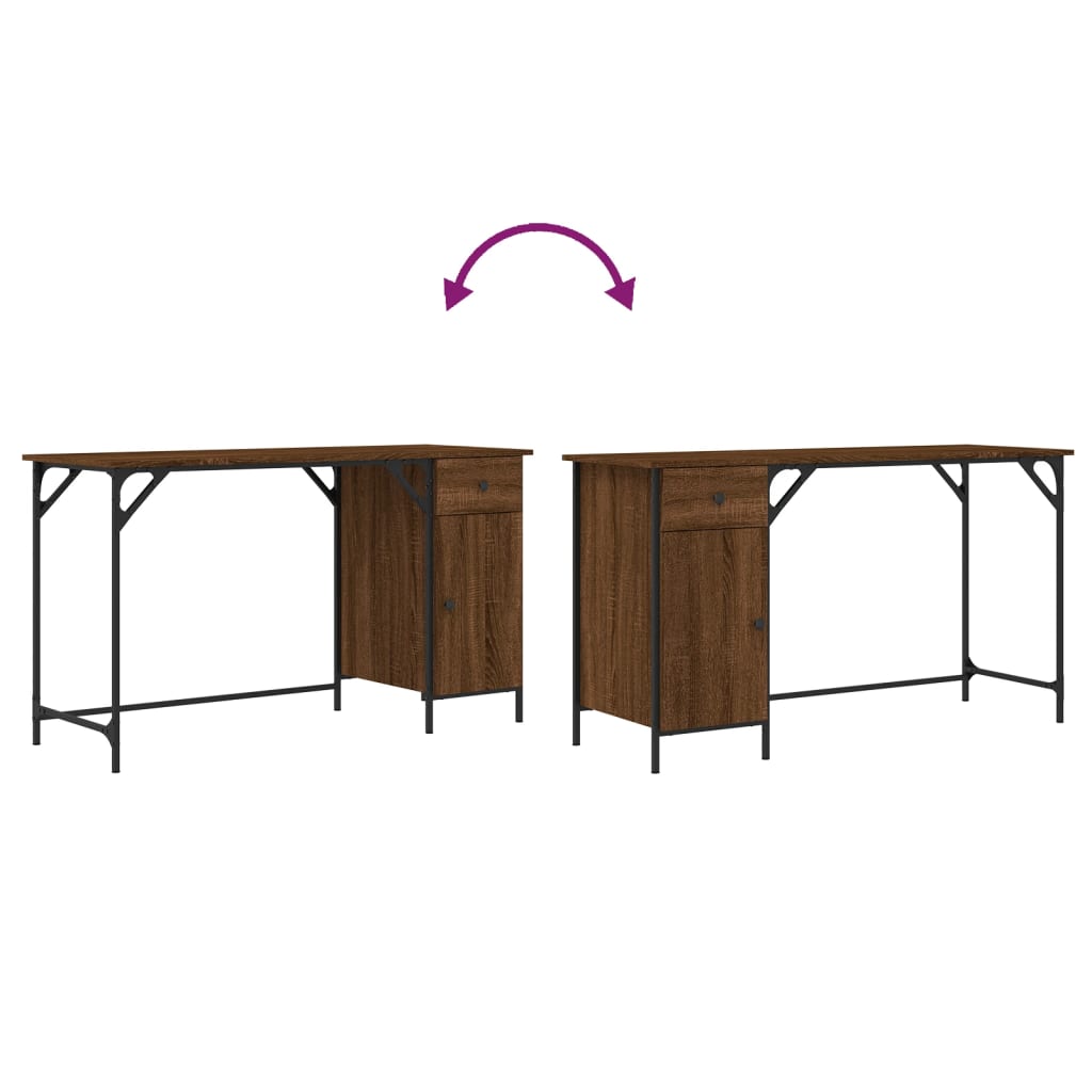 Computer desk, brown oak, 131x48x75 cm, processed wood