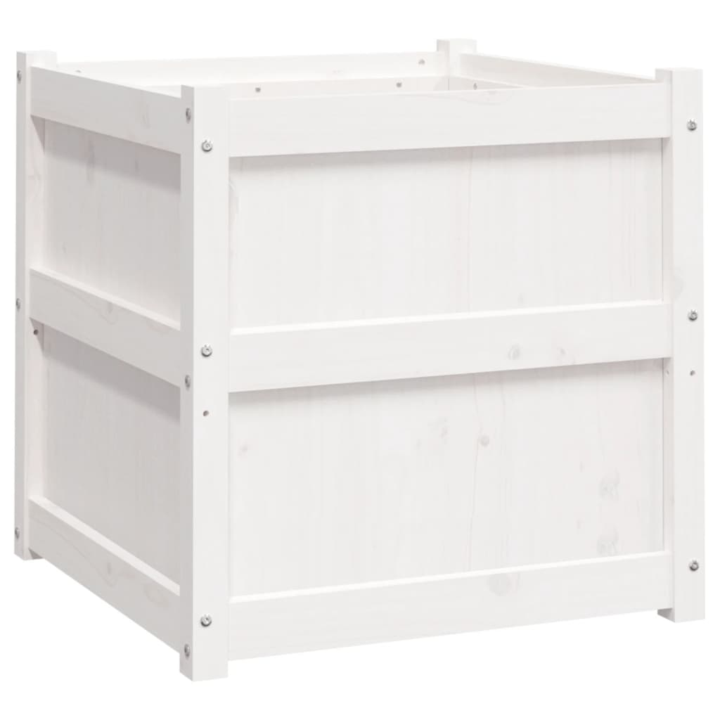 Jardiniere de grădină, 2 buc., alb, lemn masiv de pin