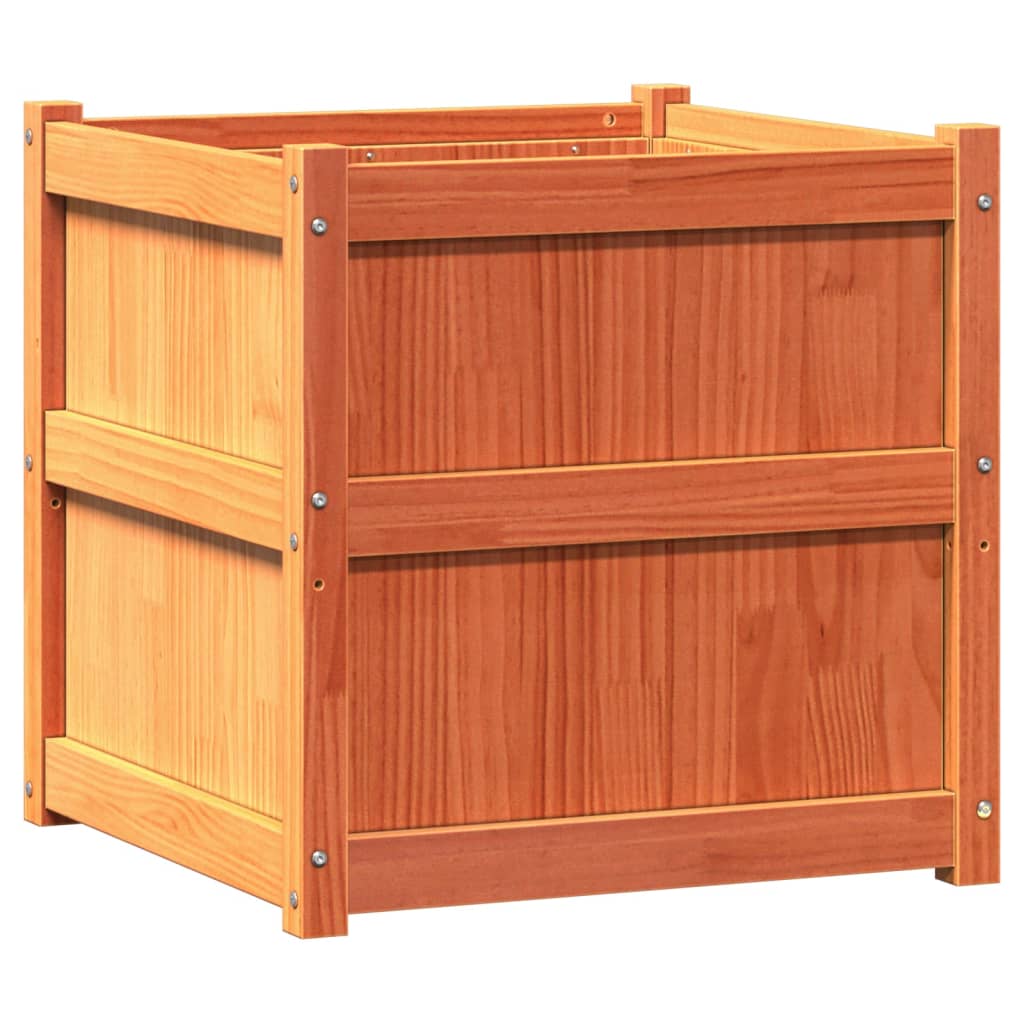 Jardinieră de grădină, maro ceruit, 60x60x60 cm, lemn masiv pin