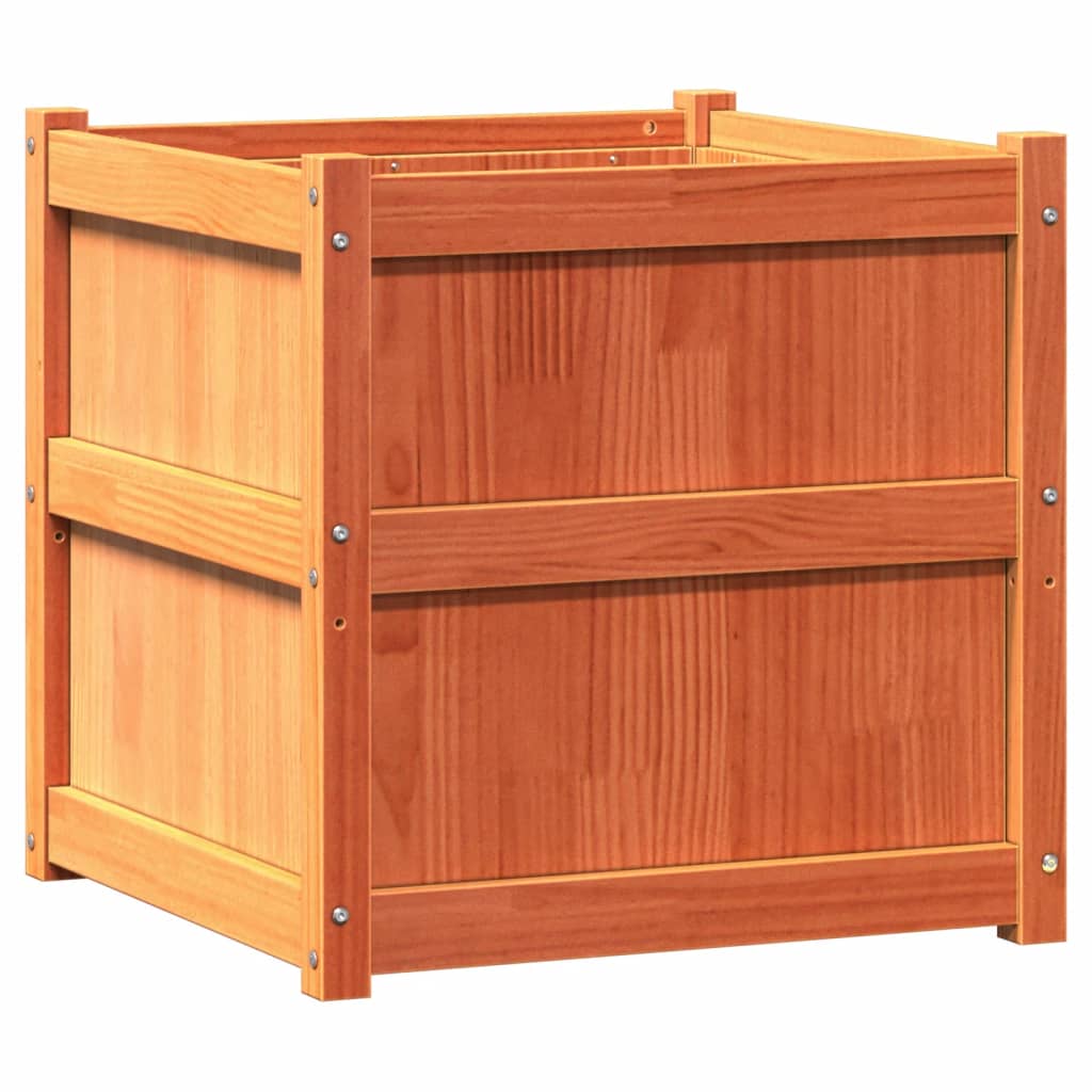 Jardinieră de grădină, maro ceruit, 60x60x60 cm, lemn masiv pin