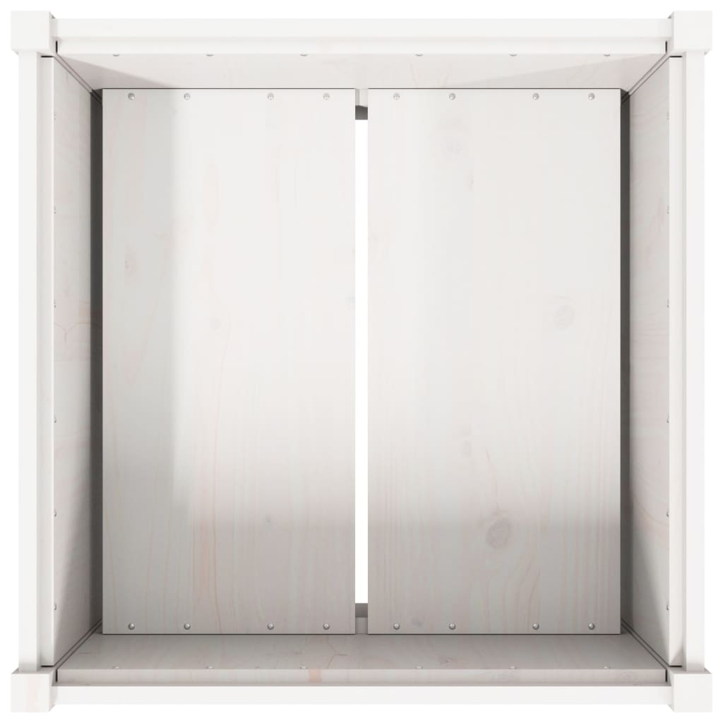 Jardinieră de grădină, alb, 70x70x70 cm, lemn masiv de pin