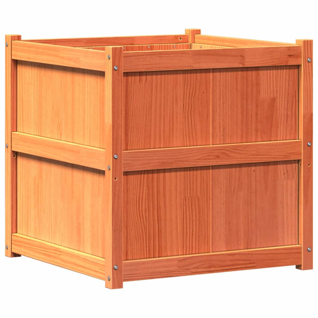 Jardinieră de grădină, maro ceruit, 70x70x70 cm, lemn masiv pin