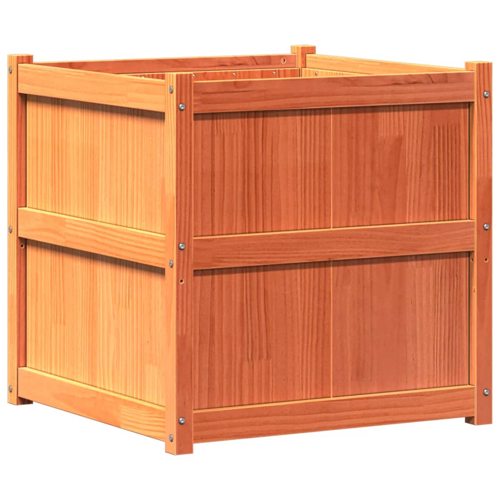 Jardinieră de grădină, maro ceruit, 70x70x70 cm, lemn masiv pin