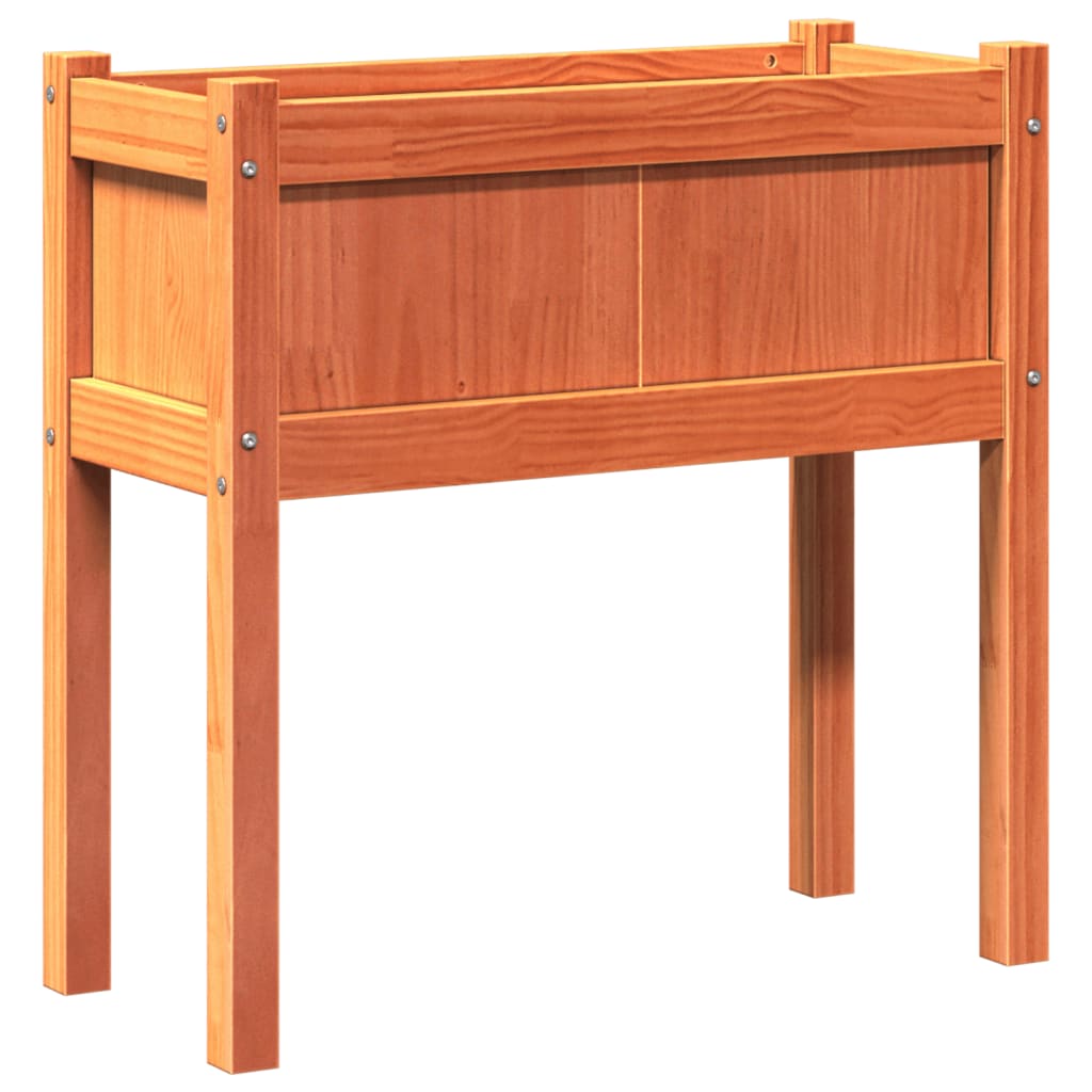 Jardinieră grădină cu picioare maro ceruit 70x31x70 cm lemn pin