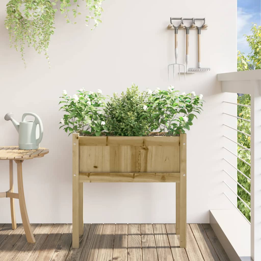 Jardinier de grădină cu picioare, 70x31x70 cm, lemn pin tratat