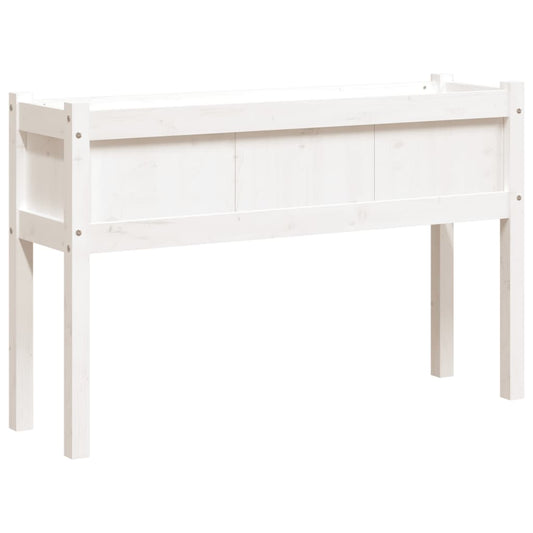 Jardinier de grădină cu picioare, alb, 110x31x70 cm, lemn masiv