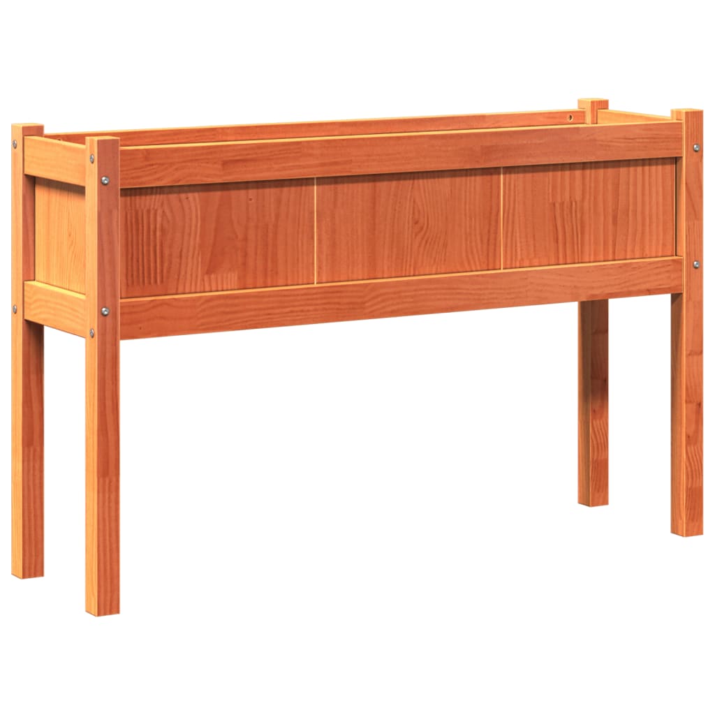 Jardinieră grădină cu picioare maro ceruit 110x31x70cm lemn pin