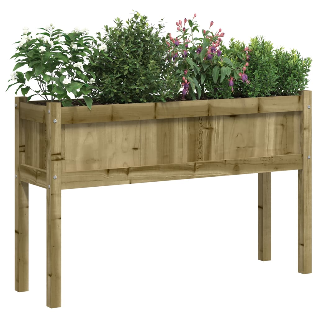 Jardinier de grădină cu picioare, 110x31x70 cm, lemn pin tratat