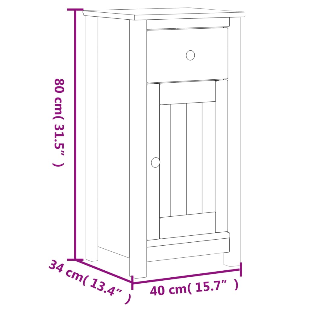 BERG bathroom cabinet, white, 40x34x80 cm, solid pine wood