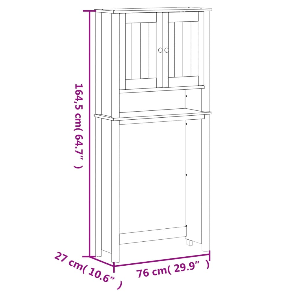 Washing machine cabinet "BERG" white 76x27x164.5 cm solid wood