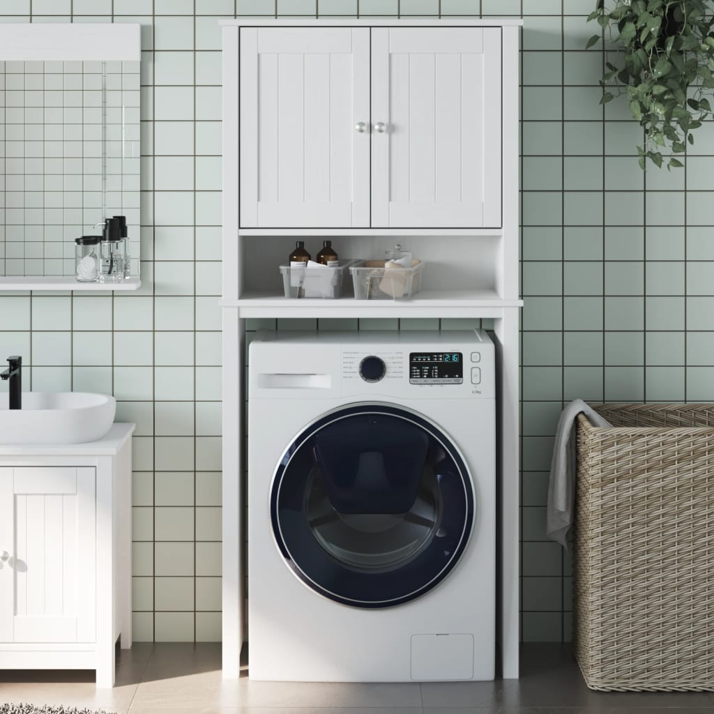 Washing machine cabinet "BERG" white 76x27x164.5 cm solid wood