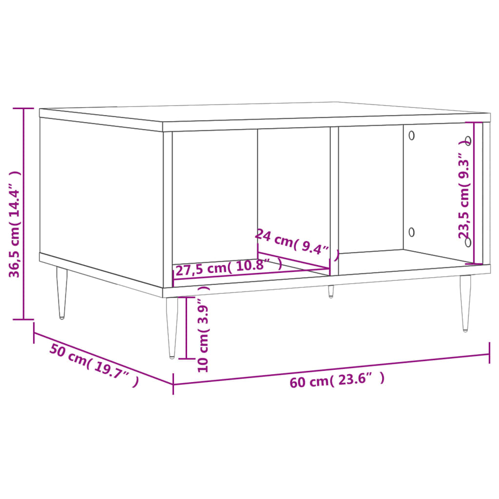 Coffee table, white, 60x50x36.5 cm, composite wood