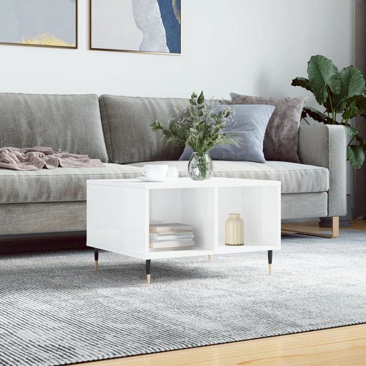 Coffee table, glossy white, 60x50x36.5 cm, composite wood