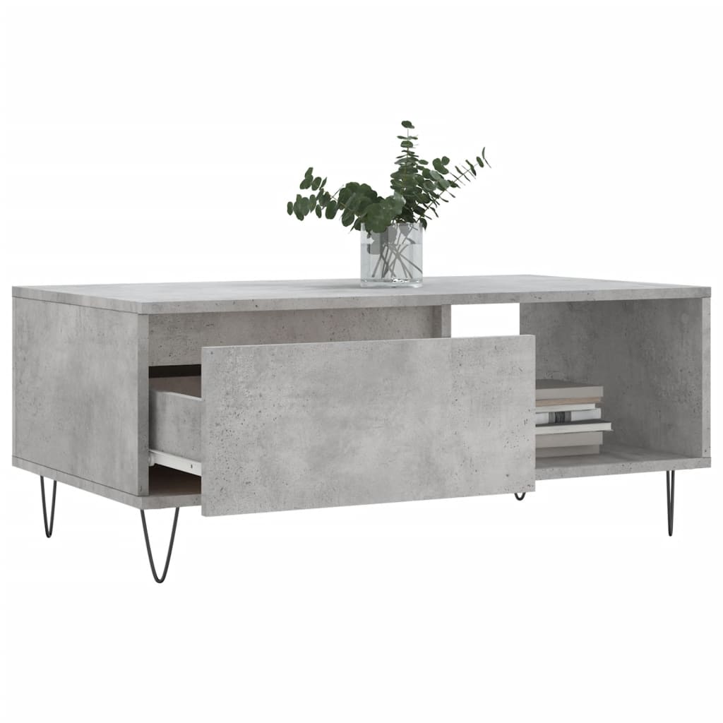 Coffee table, concrete grey, 90x50x36.5 cm, composite wood