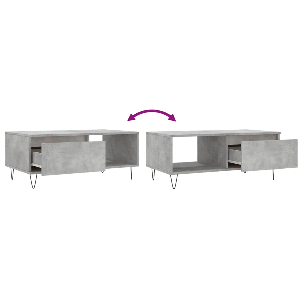 Coffee table, concrete grey, 90x50x36.5 cm, composite wood