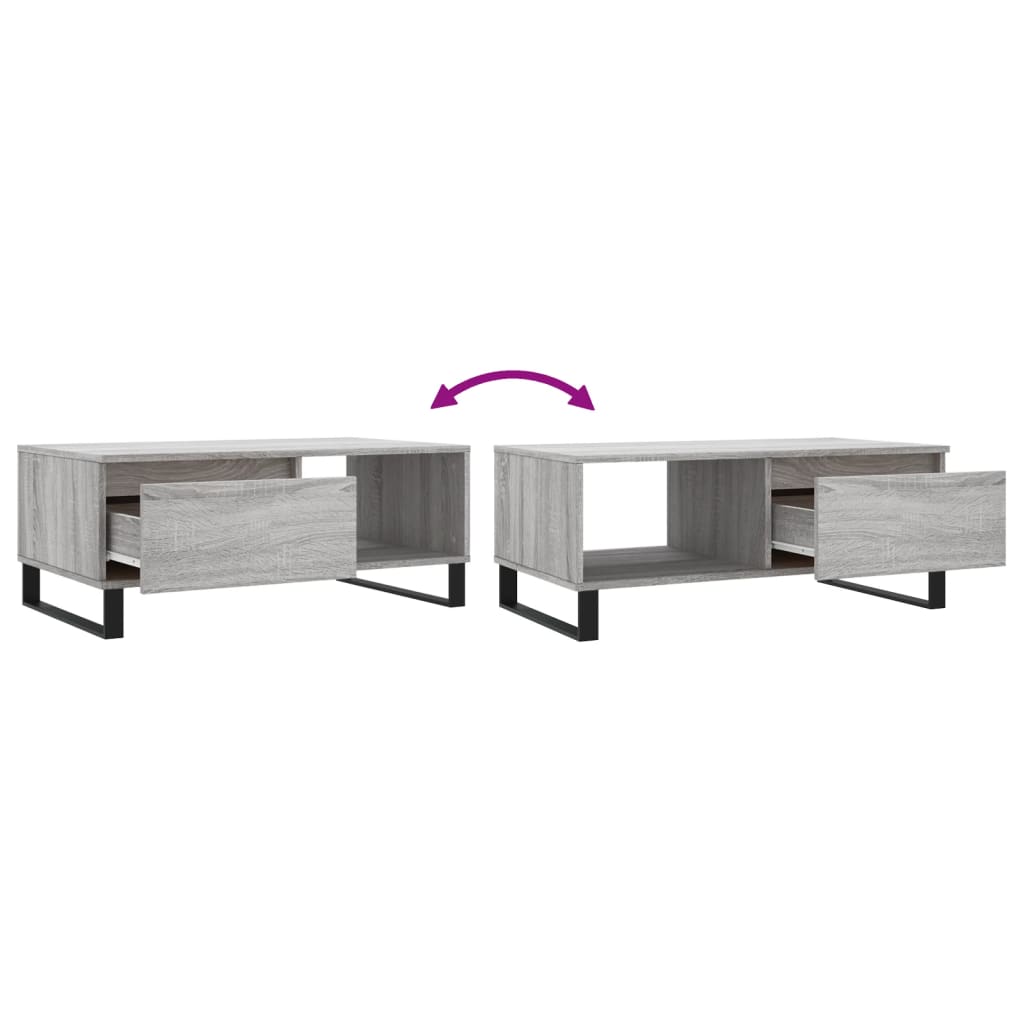 Coffee table, sonoma grey, 90x50x36.5 cm, processed wood
