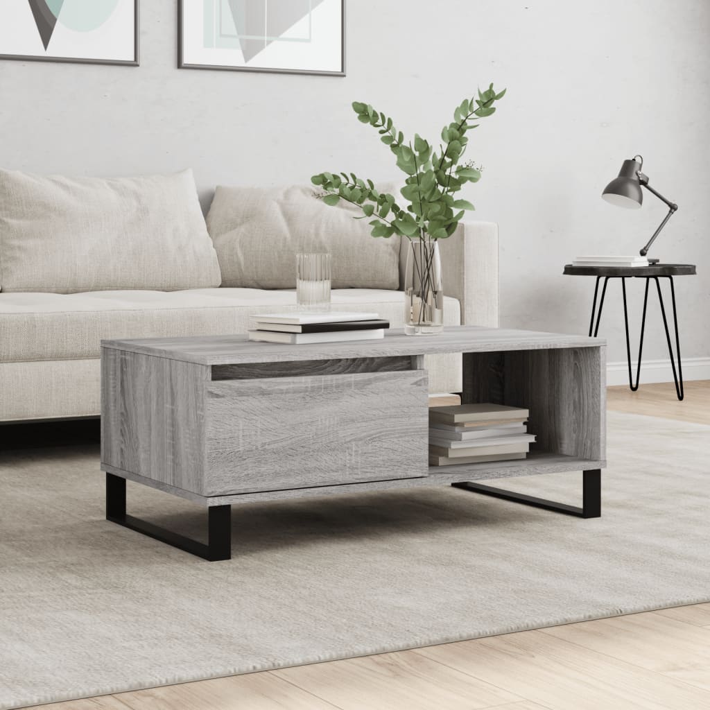 Coffee table, sonoma grey, 90x50x36.5 cm, processed wood